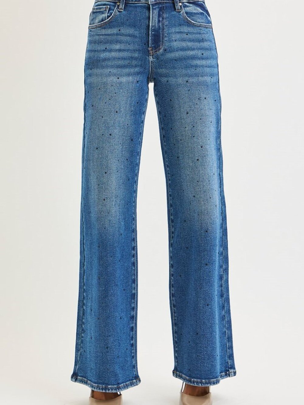 Plus Risen black Rhinestone wide leg Jeans - Picture 4 of 7